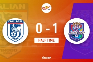 半场-基莱斯连续3场破门谭望嵩教练席染黄 大连英博0-1天津津门虎