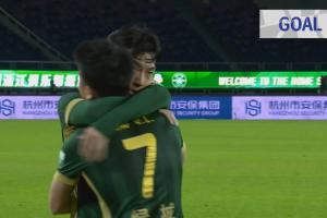 浙江23分钟2-0领先梅州，童磊助攻，陶强龙抢点破门