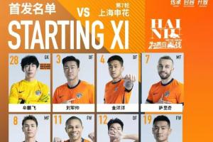 2025华润饮料中超联赛第7轮 上海申花VS青岛海牛 首发名单