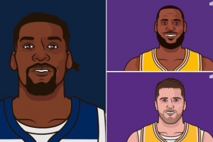 湖狼系列赛末节得分前三：纳兹-里德27分 詹姆斯26 东契奇23