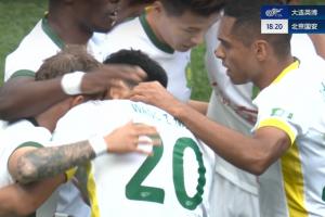 赛季首球！古加边路传中，王子铭头球攻入赛季首球，国安1-0领先