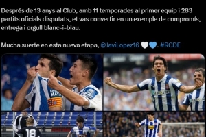 39岁哈维-洛佩斯今夏退役，西班牙人发文送祝福