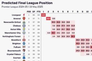 Opta预测英超球队争五概率：曼城85.5%，纽卡83.4%，切尔西58.3%