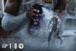 美媒晒雷霆1-0森林狼：亚历山大笑用杀虫剂对付小蚂蚁（Ant）