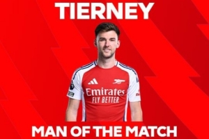 攻防全能！蒂尔尼1进球4解围1拦截，当选收官战最佳！