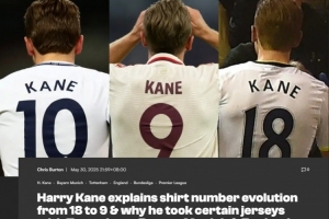 凯恩谈号码演变：18号是迪福交给我的；9号对一名射手意义非凡