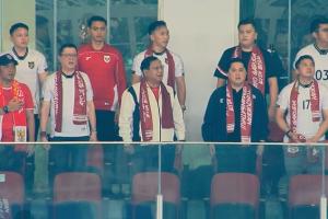 印尼总统普拉博沃&足协主席托希尔，现场观战印尼vs国足