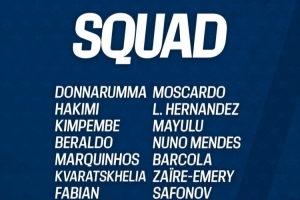 巴黎世俱杯名单：登贝莱、杜埃、多纳鲁马、维蒂尼亚在列