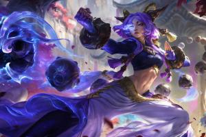 LOL官方发布新英雄芸阿娜高清原画：腹肌/人鱼线明显，一头紫发