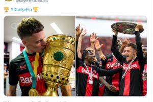 勒沃库森社媒今早晒维尔茨与奖杯合照，继续与他告别