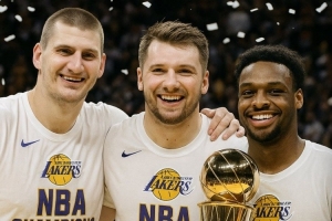 掘金特定情况或交易约基奇？湖人自媒体晒图：湖人28年总冠军