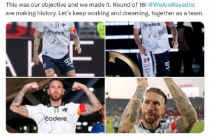 拉莫斯社媒：我们达成晋级16强的目标，蒙特雷正在创造历史