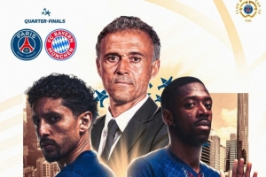 巴黎圣日耳曼晒战拜仁海报：恩里克、登贝莱&马尔基尼奥斯出镜