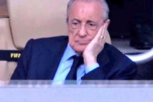 这得是啥心情皇马连丢3球，看台上老佛爷单手托腮表情复杂