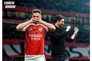 约克雷斯转会阿森纳即将敲定，摩根转发罗马诺推特：Here we go！