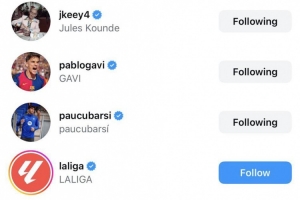 迫不及待！拉什福德ins关注莱万、拉菲尼亚等多位巴萨球员