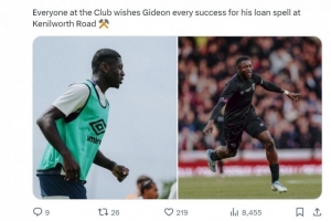 官方：西汉姆20岁前锋科杜阿租借加盟英甲卢顿，含选择买断条款