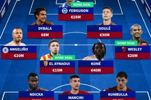 德转列罗马新赛季主力阵：迪巴拉领衔，韦斯利、埃文-弗格森在列