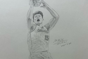 吧友们看看有几分像？某青岛网友绘制杨瀚森素描图