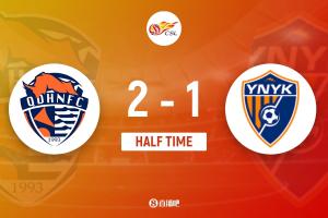 半场-刘军帅、韦林顿建功奥斯卡破门后蹬踏染红 海牛暂2-1玉昆