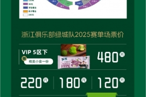 焦点大战！浙江vs申花明晚8点开票，票价80-480元