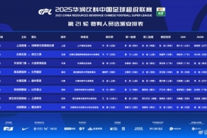 中超第21轮裁判安排：艾堃执法浙江队vs申花，无外籍裁判执法