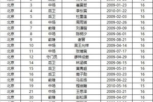 第十五届全运会足球项目男子16岁以下组决赛各队球员名单