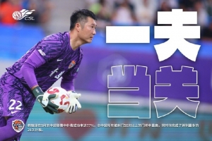 韩镕泽8月联赛扑救成功率达77%，完成并列最多的20次扑救