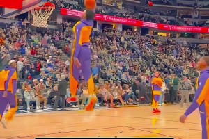 嗖一下就蹦老高！布朗尼接彪叔助攻，高飞劈扣